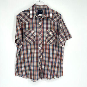 Wrangler Shirt Mens XL Plaid Western‎ Pearl Snap Country Cowboy Ranch